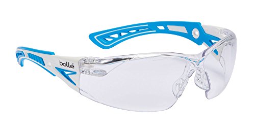 Bollé Safety RUSHPSPSI, Klare Objektive, Einheitsgröße, Serie RUSH+ SMALL, Platinum Blau Schutzbrille, weiß / blau