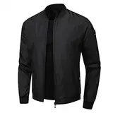 LCpddajlspig Bomberjacke Herren Schwarze, Leichte Sommerjacke Herren, Übergangsjacke Dünne Blouson Sommer Jacken Casual Jacket Freizeitjacke Langarm Pilotenjacke Sweatjacke Frühlingsjacke Schwarz M