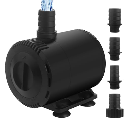Wasserpumpe für Aquarium, 35W Ultra Leise Tauchpumpe, 2000L/H mit Einstellbarem Durchfluss, 2m Kabel, Trockenlaufschutz, Wasser- und Landnutzung, 4 Düsen für Teiche, Aquarien, Brunnen und Hydroponik