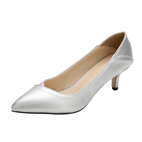 Silberne Schuhe Damen Mit Absatz Schuhe, Freizeitschuhe, Unisex, leichte Arbeitsschuhe, sportlich, atmungsaktiv, Slip-Work-Sneaker Goldene Pumps (Silver, 38)