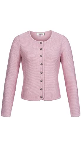 Nübler Trachtenjacke Damen - Strickjacke Damen im Landhausstil, taillierter Schnitt mit Knöpfen Silber - Moderne bayrische Tracht, ANNI Rosa Gr. 40