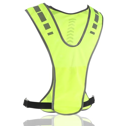 JIEYAO Reflektierende Weste, Einstellbar Sicherheitsweste Warnweste Fahrrad Atmungsaktiv Laufweste mit Tasche Reflektorweste Damen Herren Reflektoren Kleidung für Joggen Wandern Nacht Radfahren Laufen