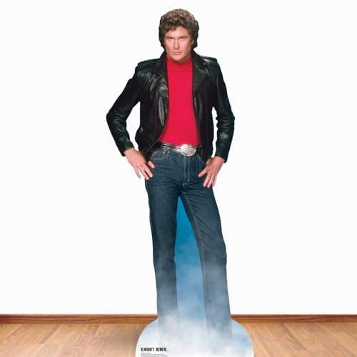 STAR CUTOUTS SC1381 Pappaufsteller Michael David Hasselhoff Knight Rider in Lebensgröße mit Mini-Aufsteller perfekt für 80er-Jahre-Partys, Fans und Events, 190 cm hoch, Pappe, Einheitsgröße