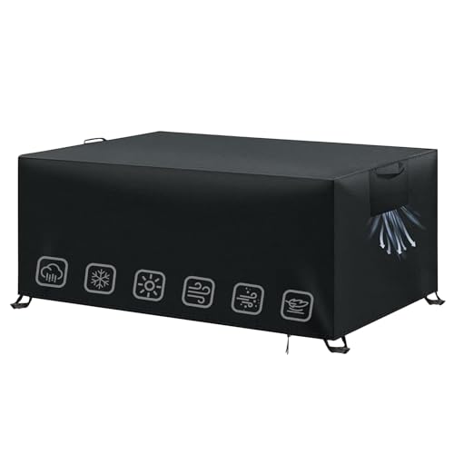 Wasserdichte Gartenmöbel Abdeckung 200 * 160 * 70cm Schutzhülle für Gartenmöbel 420D Oxford-Gewebe PU Anti-UV Schutzschicht Abdeckplane Winterfest Entlüftung Gartentische Abdeckhauben für Möbelsets