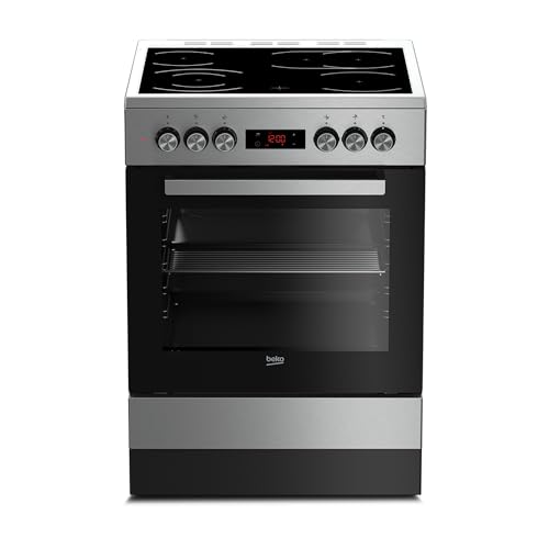 Beko FSM67320GXS b300 freistehender Herd mit Glaskeramik-Kochfeld, 72 l Volumen, 60 cm Breite, Multifunktionsofen, SteamShine, LED-Display, 8 Heizarten, herausnehmbare Seitengitter, Edelstahl