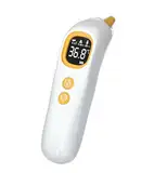 Hochpräzises Ohrthermometer für Kinder und Erwachsene - 1-Sekunden-Messung, intelligente Altersgruppen-Temperaturanzeige, 32 Speicherfunktionen, Stumm-Modus inklusive 20 Einweg-Schutzkappen