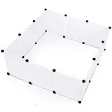 Jiubiaz Freilaufgehege Kunststoff, DIY Freigehege, Erweiterbarer Auslauf für Kleintiere, 12 Stück HBT 45 cm x 35 cm, weiß