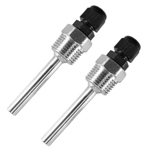 2 Stück Tauchhülse, Edelstahl Tauchhülse G 1/2 Zoll Gewinde für Temperatursensor, 8 x 50mm Tauchhülsen, Thermowell, Tauchschutzrohre für Thermoelemente, Schutzrohr für Temperaturfühler