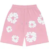 Herren Damen DT T-Shirt und Shorts Set Unisex Tracksuit Sommer Outfit Damen Trainingsanzug Baumwolle Jogginganzug Herren T Shirt und Kurze Hose 2-Teilig Set Sportanzug mit Blumen (S)