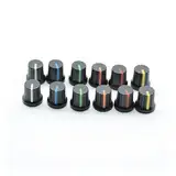 JRBJWYVV 12 Pcs 6mm Shaft Hole Dia Threaded Knurled Potentiometer Knobs Caps(Each Color 2pcs)