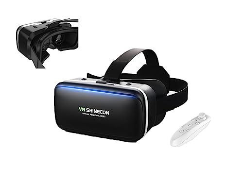 VR Brille mit kabelloser Fernbedienung, Virtual Reality Headset 3D für Handy, Anti-Blaulicht & einstellbaren Gängen, HD VR 3D Brille kompatibel mit 4.7-6.6 Zoll iPhone Android Handy