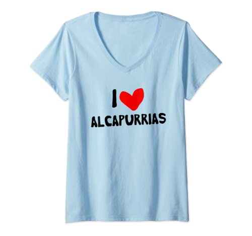 Damen Ich liebe Alcapurrias T-Shirt mit V-Ausschnitt