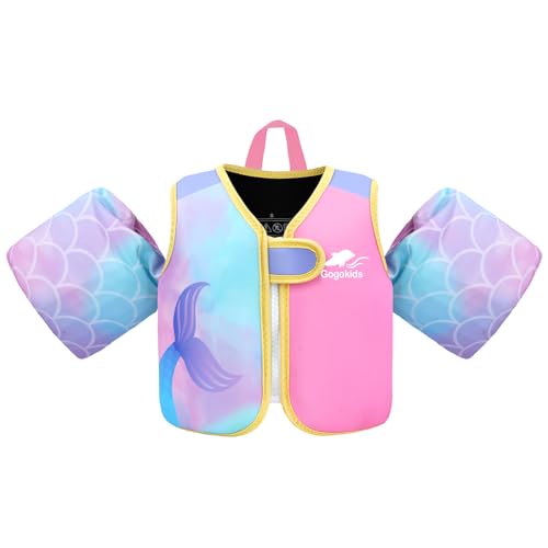 Gogokids Kinder Schwimmweste mit Schwimmärmeln, Kleinkinder Schwimmjacke mit Armbändern Jung Mädchen Schwimmhilfe Auftrieb für 3-6 Jahre/19-30 KG für Pool, Schwimmunterricht, Schwim und Wasserpark