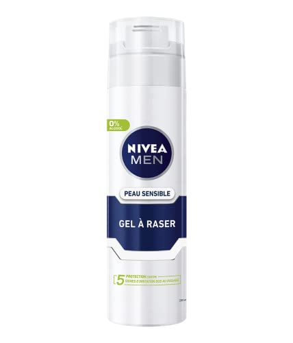 NIVEA MEN Sensible Haut Rasiergel (1 x 200 ml), Rasiercreme angereichert mit Kamille und Hamamelis, Rasierpflege 0% Alkohol für Männer mit empfindlicher Haut