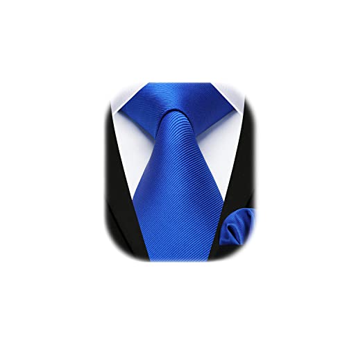 Enlision Krawatte Königsblau Herren Hochzeit Krawatten und Einstecktuch Set Elegant Einfarbig Seidenkrawatte mit Taschentuch Business Party Blau Krawatte