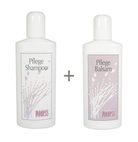 Perücken Pflegeset Modess Shampoo + Balsam je 250 ml für Kunsthaar & Echthaarperücken, Haarverlängerungen Extensions Haarsysteme Haarteile