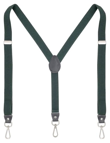 Ausukler Hosenträger Damen und schlanker Herren Extra Stark 2,5cm mit Karabiner Haken Elastischen Riemen für Jeans (Olivgrün)