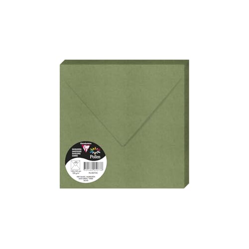 Clairefontaine 5073C - Packung mit 20 Umschlägen Pollen 16,5x16,5 cm, 120g/m2, ideal für Ihre Einladungen und Korrespondenz, Salbei, 1 Pack