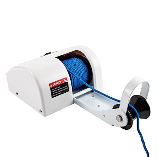 DiLiBee Elektrische Ankerwinde mit Fernbedienung 12V 45LBS Salzwasser Anker Winde mit Seilwinde 20KG,Weiß