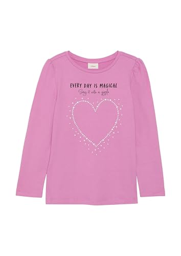 s.Oliver Junior Mädchen 2156131 Langarmshirt Mit Print Und Schmucksteinen, 4446, 128-134 EU