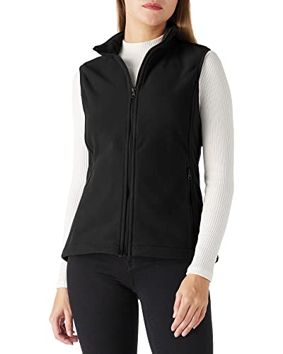Outdoor Ventures Fleece Weste für Damen,Weich Ärmellos Jacke mit Reißverschlusstaschen, Sport Laufweste Frühling Herbst Fleeceweste Frauen Schwarz L/42
