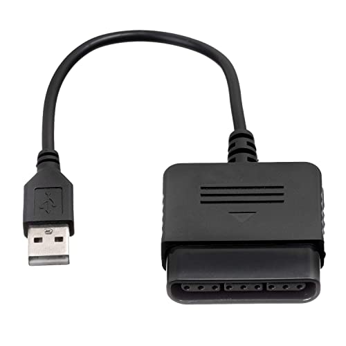 CABLEPELADO Konverter-Adapter für PS1, PS2 auf PS3 oder PC, Controller-Adapter PS2 auf PS3, Konsolensteuerung auf USB, kompatibel mit Sony PS1, PS2, Länge 20 cm, Schwarz