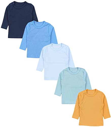 TupTam Baby Jungen Langarmshirt 5er Pack, Farbe: Farbenmix 7, Größe: 86