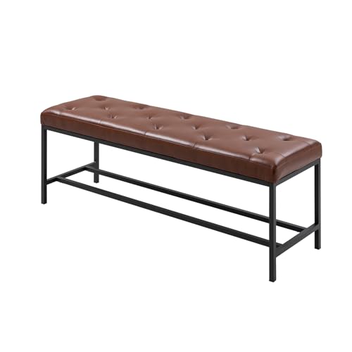HULALA HOME Elegante Sitzbank mit Stauraum Moderne Polsterbank für Flur Schlafzimmer Wohnzimmer Industrieller Stil Kunstleder Vielseitig einsetzbar, Braun