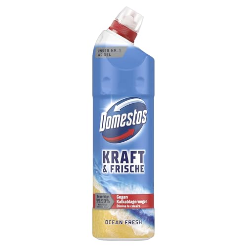 Domestos Kraft & Frische WC Gel Ocean Fresh Reinigungsmittel mit frischem Ocean-Duft für hygienische Sauberkeit 750 ml 1 Stück