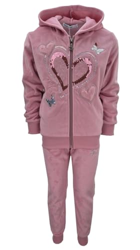Girls Fashion Mädchen Nicki Sweatanzug, Freizeitset, Kapuzen Sweat-Jacke + Jogginghose in Rosa, Gr. 122, MF628.8