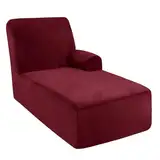 LMDANNG Chaiselongue-Bezug, Stretch-Stuhl mit Armlehnen, für Wohnzimmer, Schlafzimmer, Einzelarm, weicher Samtstoff, maschinenwaschbar(Burgundy,Right)