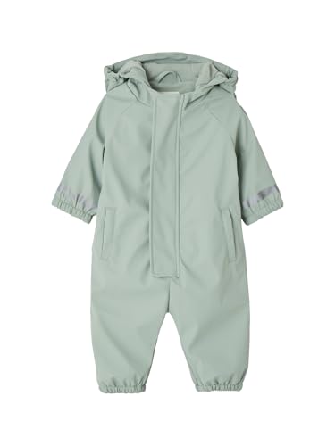 Vertbaudet Baby Regen-Overall mit Fleecefutter und Kapuze, Recycling-Polyester salbeigrün 74