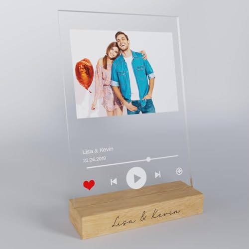 Bl4ckPrint Song Cover Glas Foto aus Acrylglas - personalisiertes Spotify Glas mit Name & Bild - Geschenk mit Bild im Spotify Musik Cover Design - Fotogeschenke für Sie & Ihn - Musikbild