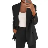 Generisch Kostüme & Blazer für Damen Business Outfit Damen Herbst Outfit Damen Komplett Blazer Weißer Blazer Damen Kurzmantel Damen Schwarz Hosenanzug Damen Wollblazer Damen Anzug Schwarz 3XL