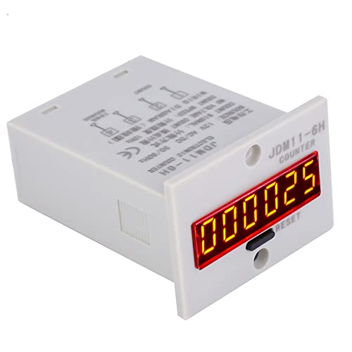 6-stelliges Elektronischer Zähler 0-999999 Kein Spannungszähler LED-Digitalanzeige-Zählerrelais (AC/DC 12V)