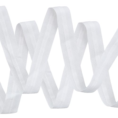 Gardinenband Kräuselband Zum Aufnähen für Haken,Überschrift Band für Gardine Haken,Gardinen Kräuselband zum Aufnähen,Universalband Gardinen Überschrift Band für Gardine Haken Weiß-20M X 2.5CM