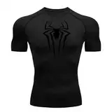 Herren Spider Print Kompressionsshirt, schnell trocknendes T-Shirt, Gym Lauftrikot, atmungsaktiv Kurzarm, Frühling, Sommer Bodybuilding-T-Shirts für Herren, Top, modisch, Workout