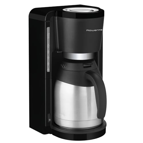 Rowenta CT3818 Filterkaffeemaschine Adagio Milano, Edelstahl- Thermokanne, 10-15 Tassen, Fassungsvermögen 1,25 L, Automatische Abschaltung, 850 Watt, 26.5 x 27 x 38.5 cm, Schwarz
