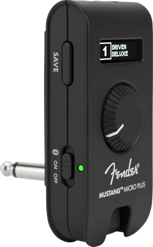 Fender Mustang Micro Plus Gitarrenverstärker, Ultimativer Persönlicher Kopfhörerverstärker mit 25 Verstärkermodellen, 25 Effekten, Bluetooth und 100 Presets, USB Wiederaufladbar