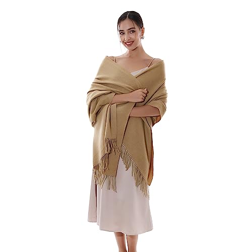 RIIQIICHY Damen Schal Khaki Stola Festlich für Abendkleid Pashmina Schals Tücher für Frauen Hochzeit Schultertuch Frühling Winter Schal Warme Kuschelig