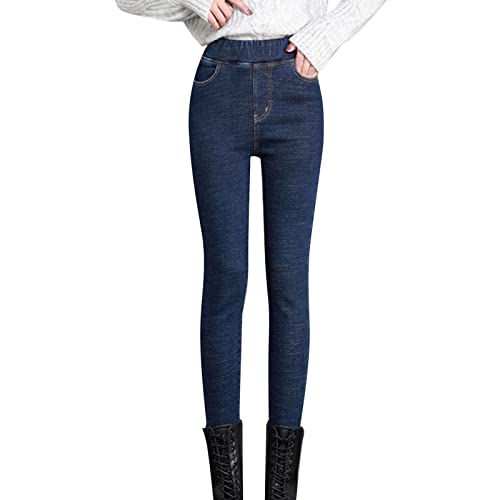 Jeanshosen Gerade Bein Slim Fit Jeans Jeanshose Damen Stretch Mit Outdoorhosehigh Waist Lang Damenhose Bequeme Skinny Hosen Freizeithosen Relaxhose Outdoor Elegant Freizeithose (Blue, XXL)