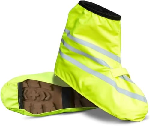 HJSSAA wasserdichte Überschuhe,Regenschutz Schuhe,Unisex Fahrrad Uberschuhe Regen, Regenschutz Gamaschen für Fahrradfahrer mit Reflektoren,Fahrrad Uberzieher Schuhe Regen(gelb M)
