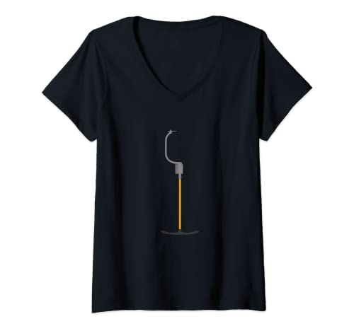 Damen Uriger Retro Skilift Ankerlift Tellerlift Schlepplift T-Shirt mit V-Ausschnitt