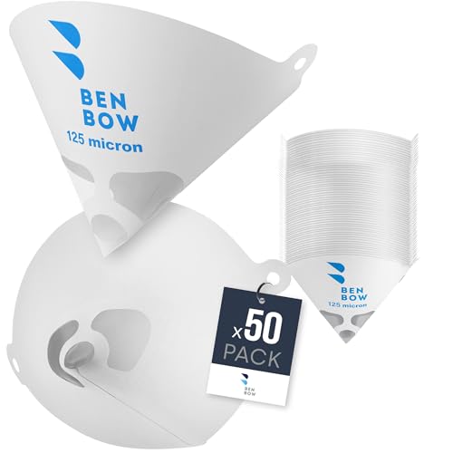 BenBow Lacksieb 125µ x 50 Stück - Einweg-Papierfilter mit Nylongewebe - zum Filtern von Lacken und Farben vor Verunreinigungen