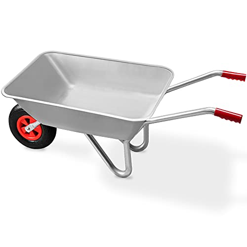 GARDEBRUK® Schubkarre Scheibtruhe Bauschubkarre 80L verzinkt leicht 80kg Belastbarkeit Gummigriffe Gartenwagen Handwagen Schiebkarre Transportwagen