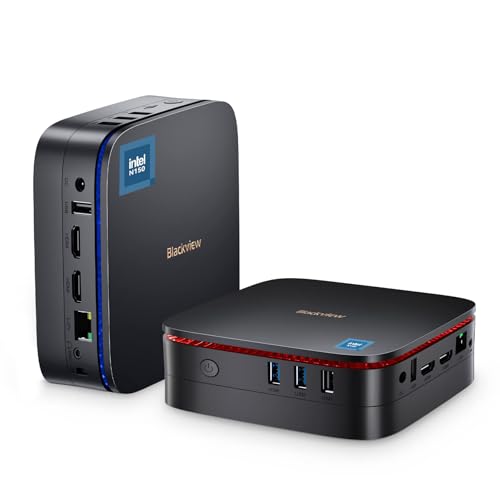 Blackview Mini PC, Intel New 2025 Gen N150(up to 3.6GHz) Mini Computer Windows 11 mit 16GB DDR4 RAM 512GB M.2 SSD, Mini Desktop PC, Mini Gaming PC 4K HD Dual HDMI, Gigabit Ethernet, 5G WiFi, Schwarz