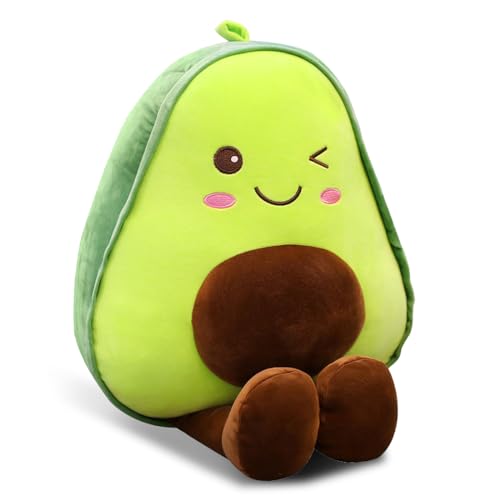 Wishstar Avocado Kissen 30cm, Kuscheltier Avocado, Kissen Stofftiere Kinder, Avocado Kissen weich, Avocado Umarmungskissen Geschenk für Jungen und Mädchen