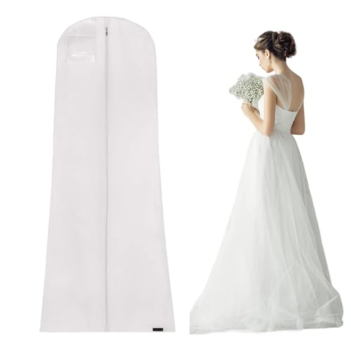 Kleidersack lang 180 cm, Anti-Staub Atmungsaktiver Hochzeitskleid Kleidersäcke, Faltbarer Brautkleidhülle Kleidersack, Kleidersack Brautkleid für Brautkleider Abendkleider oder Lange Mäntel