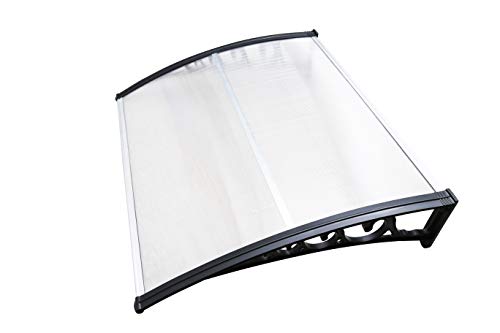 EINFEBEN Vordach für Haustür 150 x 100 cm Pultbogenvordach Transparent Polycarbonat Pultvordach Überdachung 5 mm, PP Halterung,Türdach für draußen Sonnenschutz Regenschutz