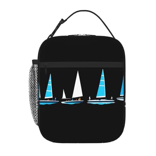 YYHWHJDE Tragbare isolierte Lunchtasche, Segelwettbewerb, Bild, wiederverwendbar, langlebig, für Damen und Herren, leicht zu tragen
